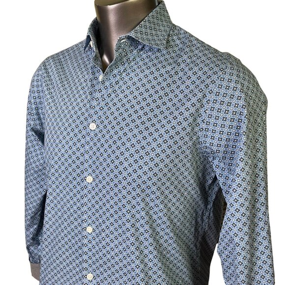 Mens Michael Kors Button Up Dress Shirt Tailored Fit Size M Blue u - Picture 3 of 13